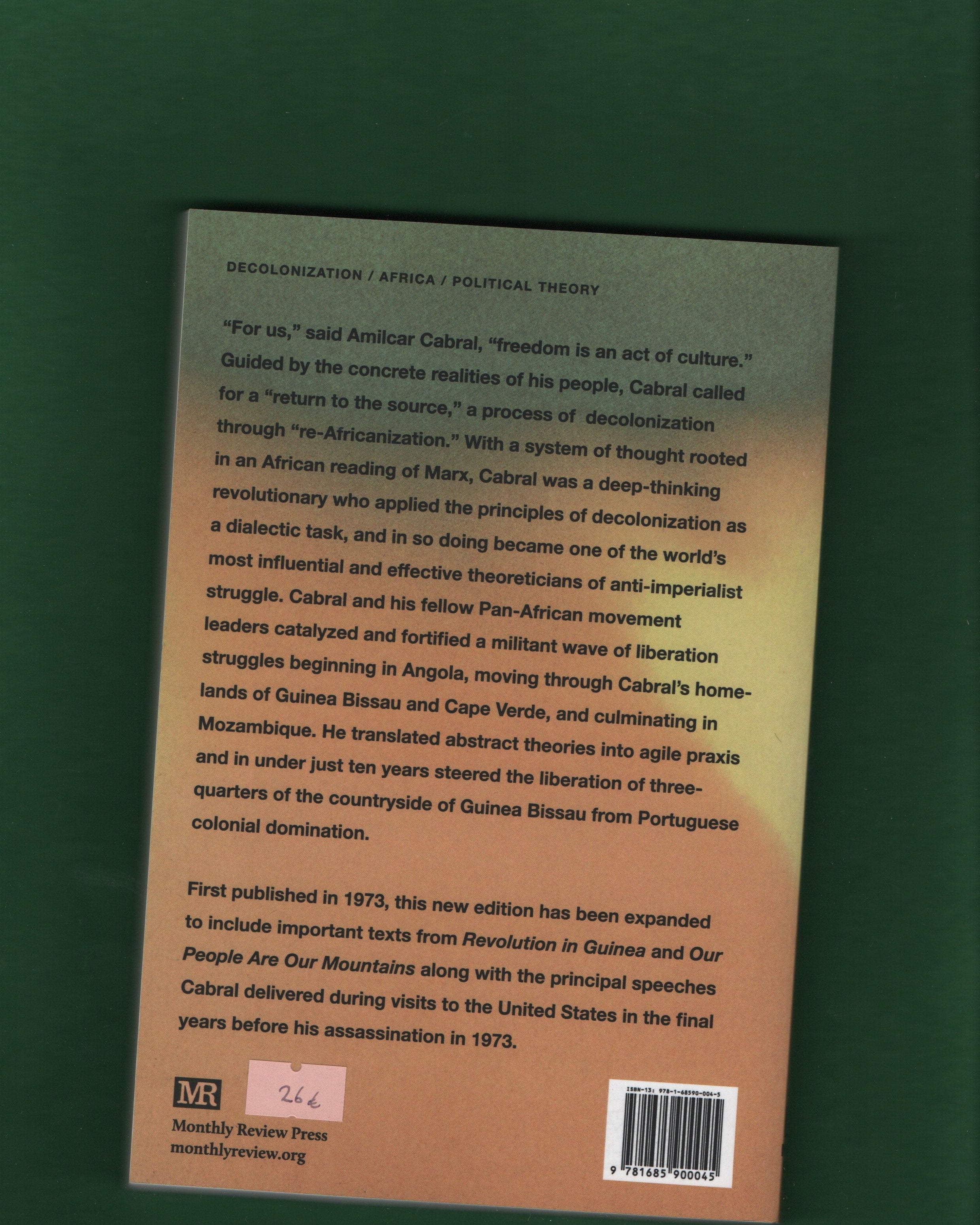 Back cover of a book with text on a green background